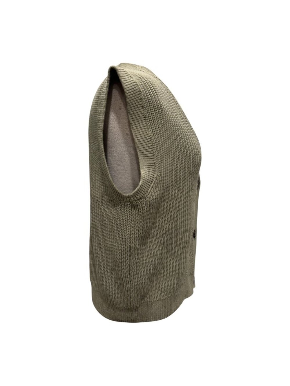 M&S Collection Cotton Rich Sweater Vest Medium Sage Green Button Front Knit Prep - Picture 6 of 11